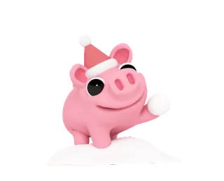 ☃️ หมู, คริสต์มาส, สัตว์, หิมะ, หมวก, น่ารัก telegram sticker