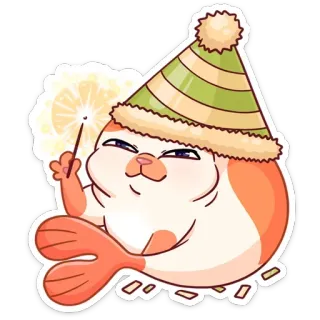 🥳 Seehund, Tier, Cartoon, niedlich, Wunderkerze, Partyhut, Feier, Geburtstag telegram sticker