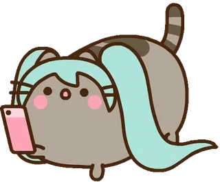 😳 Pusheen kot, kreskówka, internet, mem, pusheen, słodki, kawaii, telefon whatsapp sticker