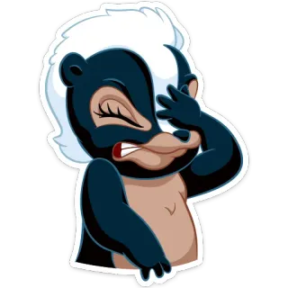 🤦‍♀️ skunk, emoji, cartoon, cute, embarrassed, facepalm, animal, funny telegram sticker