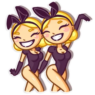 👯 bunny, women, cartoon, animation, girls, costume telegram sticker