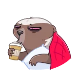 ☕️ สลอธ, กาแฟ, ง่วง, ขี้เกียจ, การ์ตูน, เช้า telegram sticker
