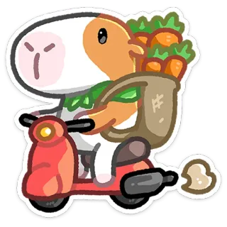 🏍 Meerschweinchen, Roller, Karotten, Tier, Cartoon, süß whatsapp sticker