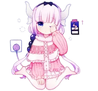 😊 Kanna Kamui Miss Kobayashi's Dragon Maid Anime, Kawaii, Dragão, Fofo, Kanna, Chibi, Garota, Mangá whatsapp sticker