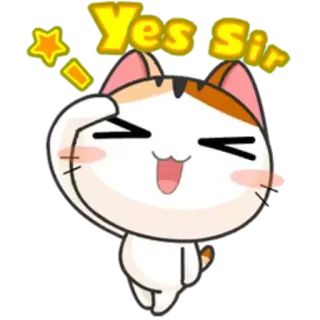 👍 Yes Sir 猫, 動物, はい, 承知しました, 可愛い, かわいい telegram sticker