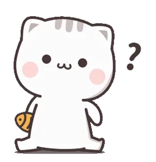 ❔ gato, pergunta, peixe, fofo, desenho animado, adesivo telegram sticker