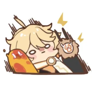 😮 Aether Genshin Impact Anime, Dibujos animados, Videojuego, Rubia, Genshin Impact telegram sticker