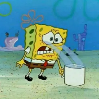 🥢 Spongebob Spongebob, crying, drinking, cartoon, sad whatsapp sticker
