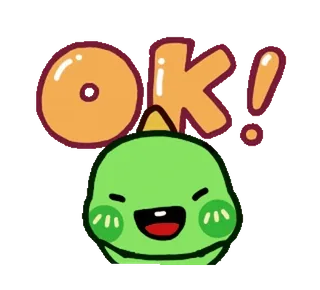 ๐ OK! OK, approvazione, verde, carino, felice whatsapp sticker