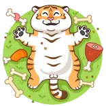 🤤 tiger, cartoon, tier, knochen, fleisch, lustig telegram sticker