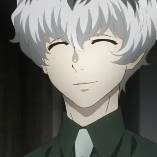 🥀 Ken Kaneki Tokyo Ghoul Anime, Tersenyum, Rambut putih, Ken Kaneki, Tokyo Ghoul, Karakter, Kartun telegram sticker