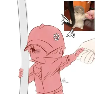 💢 Anime, Gato, Lindo, Mano, Enojado, Irritado telegram sticker