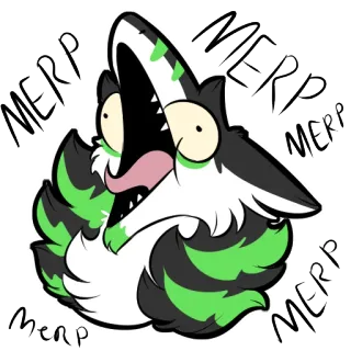🔊 MERP cartoon, animal, furry, screaming, green whatsapp sticker