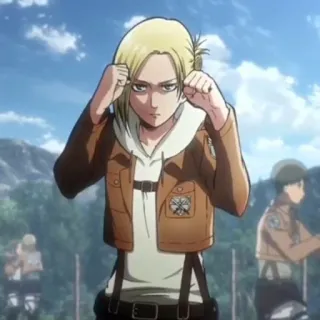 🌟 Annie Leonhart Attack on Titan アニメ, カートゥーン, 女の子, 戦闘, ミリタリー telegram sticker