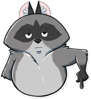 👇 너구리, 동물, 만화, 가운데 손가락, 무례한, 모욕적인 telegram sticker