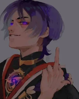 🖕 Anime, Dedo do meio, Scaramouche, Personagem, Video game, Arte whatsapp sticker