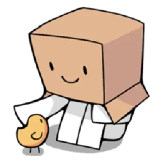 🙂 cardboard box, character, mascot, cartoon, bird telegram sticker
