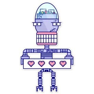 😘 robot, cartoon, pixel art, heart, machine telegram sticker