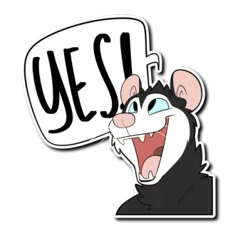 ⭕ YES! opossum, ya, hewan, lucu, stiker, positif, kartun whatsapp sticker