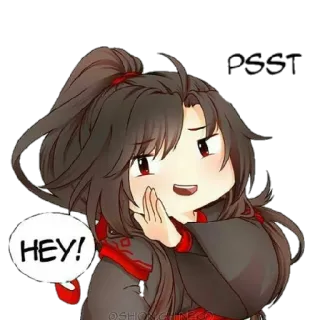 👀 HEY! cartoon, anime, character, cute, greeting telegram sticker