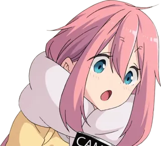 😍 CAM 动漫, 露营, 女孩, 粉色头发, 卡通 telegram sticker