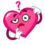 ❓ heart, question, confused, thinking, pink, cartoon, character, emoji whatsapp sticker