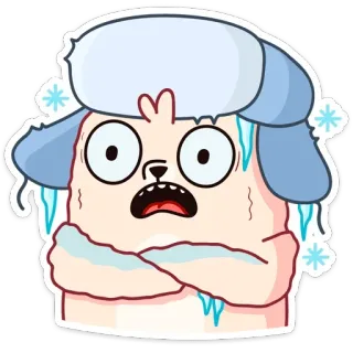 🥶 pies, zima, zimno, kreskówka, zwierzę, śmieszne telegram sticker