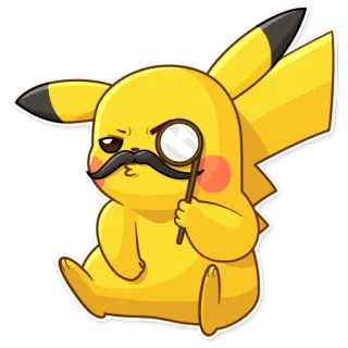 😑 Pikachu pokemon, detective, cartoon, mustache, monocle telegram sticker