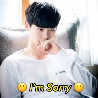 😔 I'm Sorry scusa, mi dispiace, triste, espressione, uomo, coreano telegram sticker