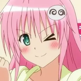 🎭 Lala Satalin Deviluke To Love Ru อนิเมะ, ผู้หญิง, ผมสีชมพู, ขยิบตา, ลาล่า ซาตาริน เดวิลุค, To Love Ru telegram sticker