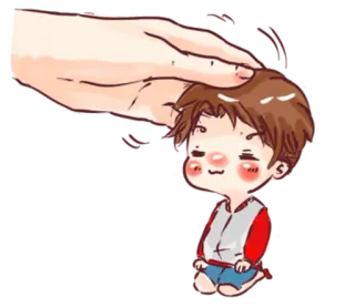 😕 cartoon, child, petting, hand, cute, chibi telegram sticker