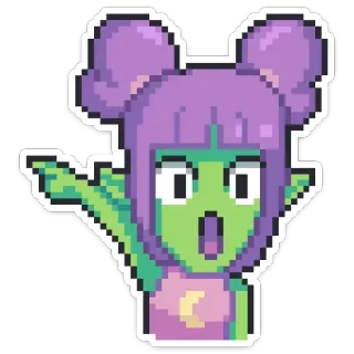 😳 Alien, Pixel Art, Cartoon, Sticker whatsapp sticker