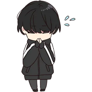 🥹 Anime, Chibi, Lindo, Triste, Chico, Pelo negro whatsapp sticker