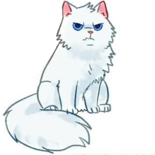 😒 Katze, weiße Katze, wütende Katze, Tier, Haustier, Cartoon telegram sticker
