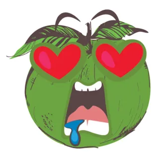 😻 apple, emoji, love, heart, cartoon, cute, kawaii, fruit telegram sticker