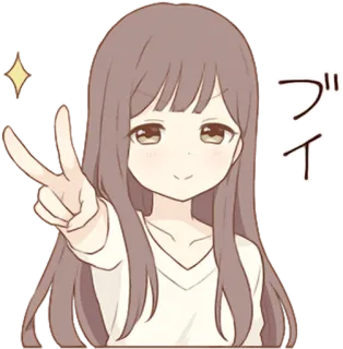 ✌️ ブイ Anime, Friedenszeichen, Mädchen, Süß, Cartoon, Kawaii telegram sticker