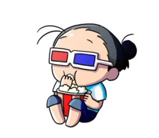 🍿 爆米花, 3D眼镜, 电影, 观看, 卡通, 食物, 零食 telegram sticker