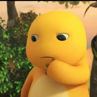🧬 dinosaure, dessin animé, jaune, mignon, pensif whatsapp sticker