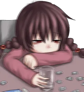 💊 sad, girl, pills, anime, exhausted, melancholy telegram sticker