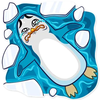 😭 pinguino, ghiaccio, piangendo, triste, cartone animato, animale whatsapp sticker