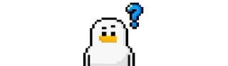 ❓ pato, pixel art, signo de interrogación, lindo, dibujos animados, confundido, arte digital telegram sticker