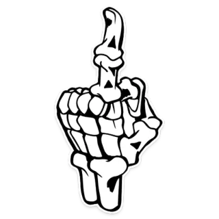 🖕 middle finger, skeleton, offensive gesture, bone, hand telegram sticker