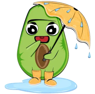 ☔️ avocat, parapluie, dessin animé, mignon, kawaii, nourriture telegram sticker