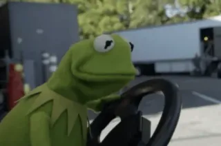 🤨 Kermit カーミット, マペット, 人形, 運転, ハンドル telegram sticker