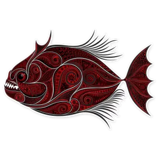 🐠 piranha, fish, red, pattern, illustration, animal telegram sticker