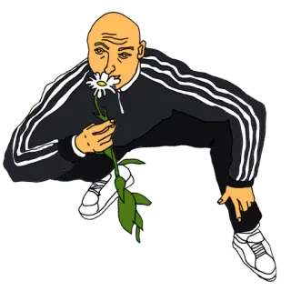 🌷 en cuclillas, hombre, flor, chándal, europa del este, eslavo, gopnik telegram sticker