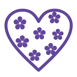 💜 corazón, flores, floral, amor, decoración, simple whatsapp sticker