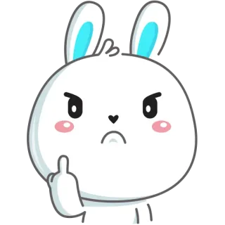 🖕 Hase, Cartoon, Wütend, Stinkefinger, Beleidigend, Weiß telegram sticker