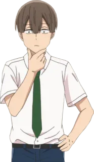 🤔 Anime, Postać, Mundur szkolny, Myślący, Poważny, Męski telegram sticker