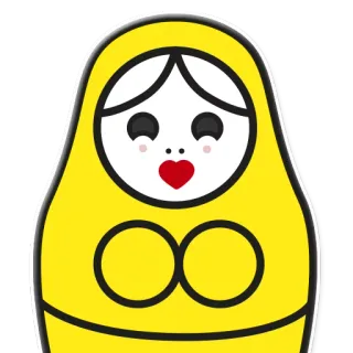 😘 Matriochka, Poupée russe, Poupée, Jaune, Icône telegram sticker
